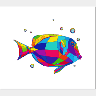 multicolored tropical fish, bubbles Posters and Art